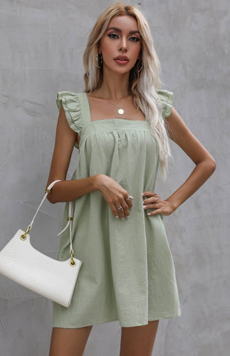 Levoire | Femmes Jupe Courte Ample Chemisier Volant Coton Lin Robe