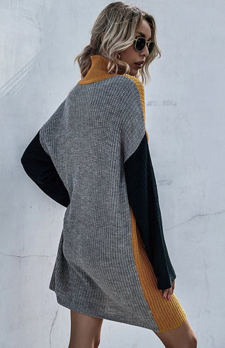 Levoire | Pull femme avec des coutures de couleur contrastée robe tricotée