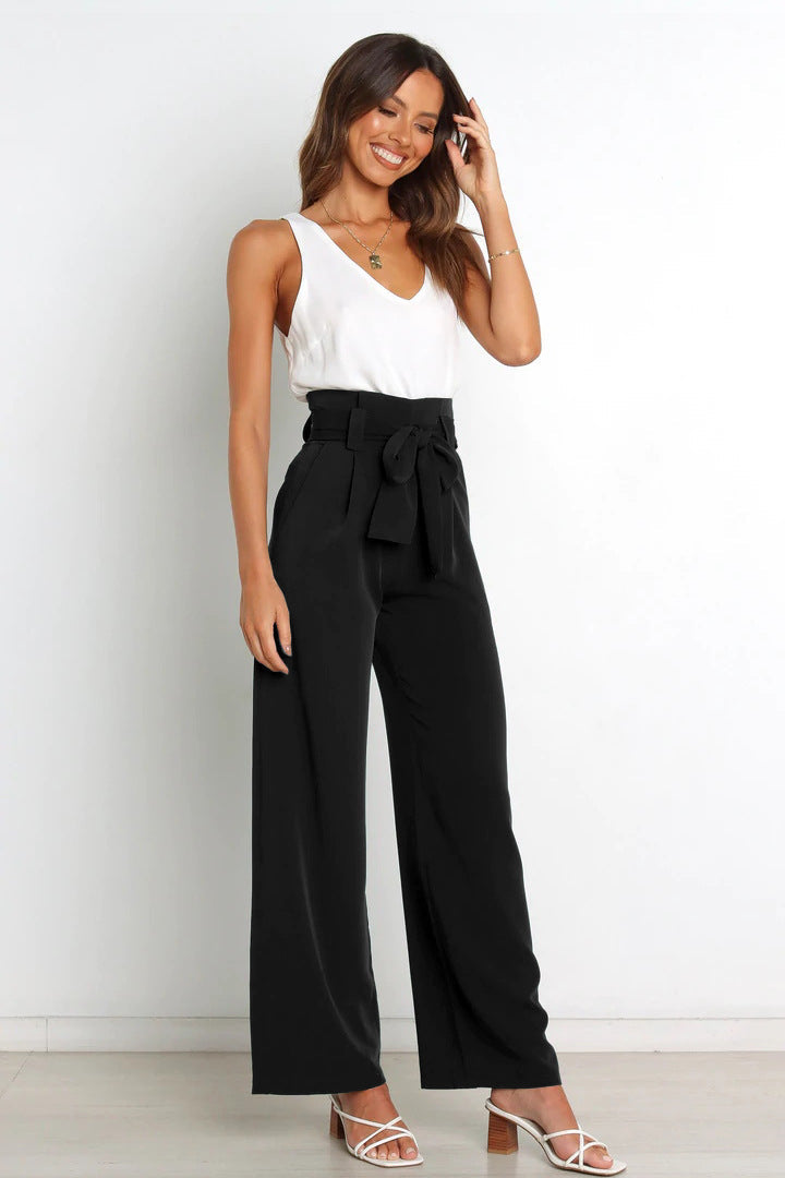 Levoire | Pantalon Avec Nœud Et Jambe Large Noir