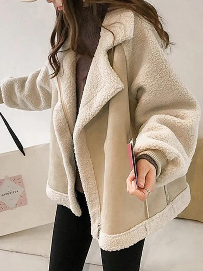 Levoire | Veste En Daim En Laine De Mouton Patch Décontractée