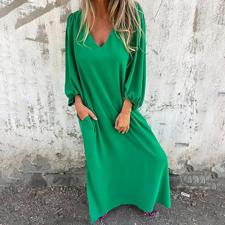 Levoire | Robe Boho Avec Poches Vert