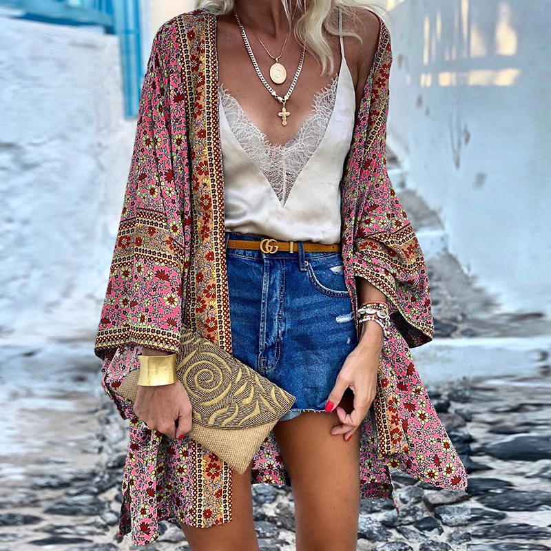 Levoire | Boho Cardigan Pour Femmes Kimono D'Été Léger Avec Design Élégant Rosa