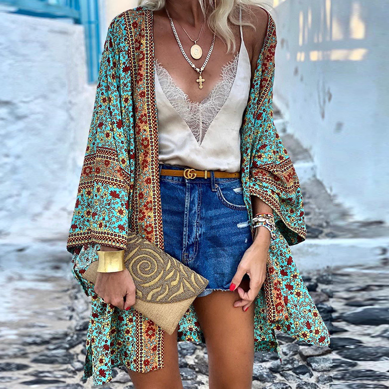 Levoire | Boho Cardigan Pour Femmes Kimono D'Été Léger Avec Design Élégant Turquoise