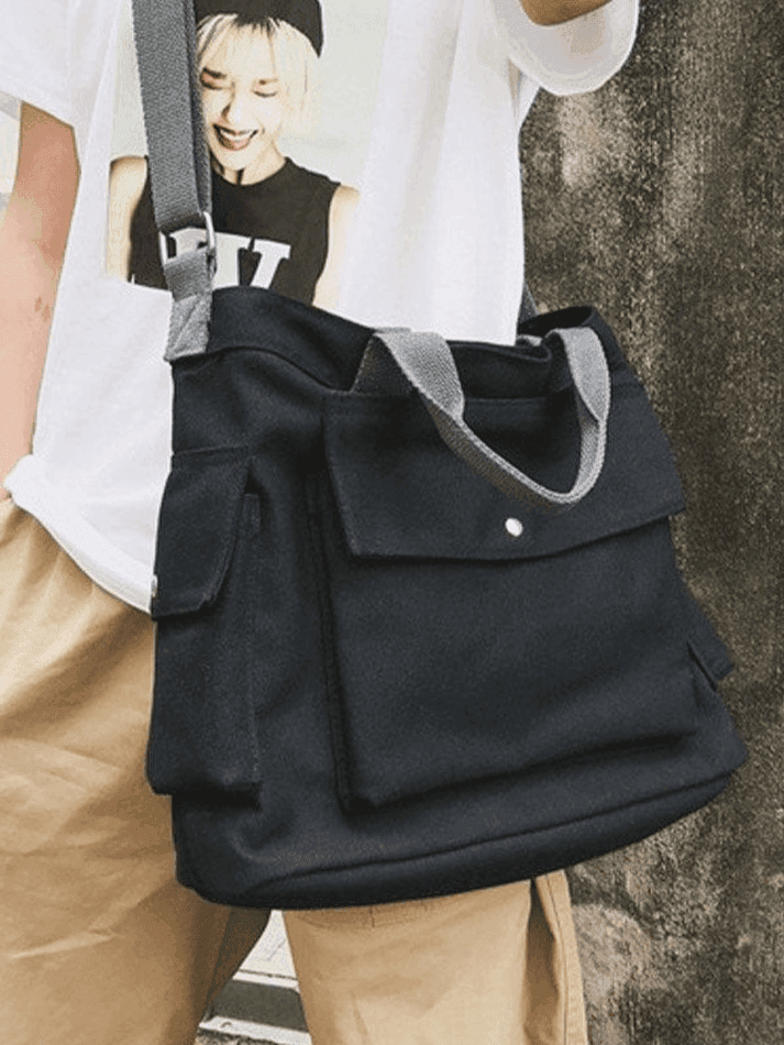 Levoire | Grand Sac En Toile Bandoulière Noir Taille unique