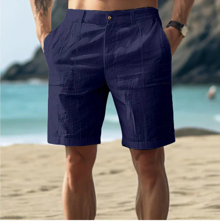Levoire | Shorts En Lin Pour Hommes Pour Des Jours D'Été Décontractés Respirant, Confortable & Élégant Bleu foncé