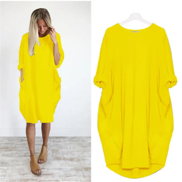 Levoire | Robe À Manches Longues Et Poche Détachable Jaune