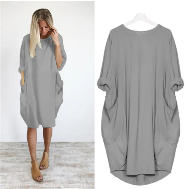 Levoire | Robe À Manches Longues Et Poche Détachable Gris