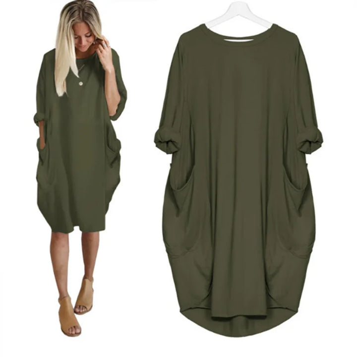 Levoire | Robe À Manches Longues Et Poche Détachable Vert olive militaire