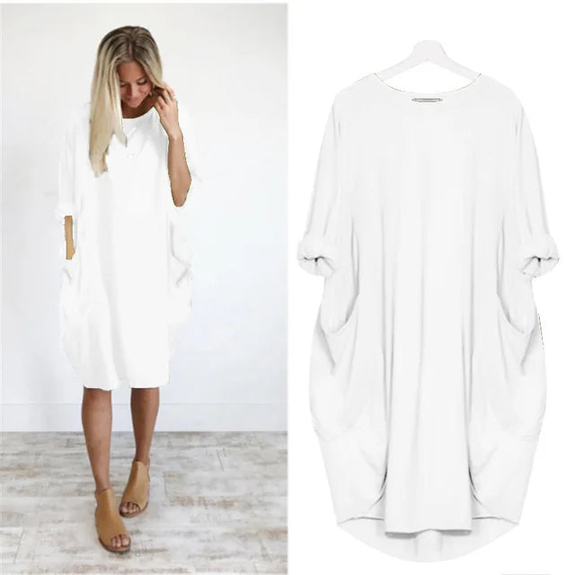 Levoire | Robe À Manches Longues Et Poche Détachable Blanc