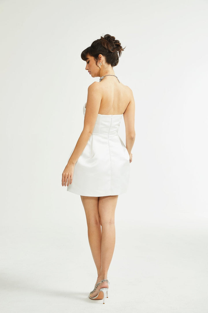 Levoire | Robe Mini Bustier Off-Shoulder Blanche