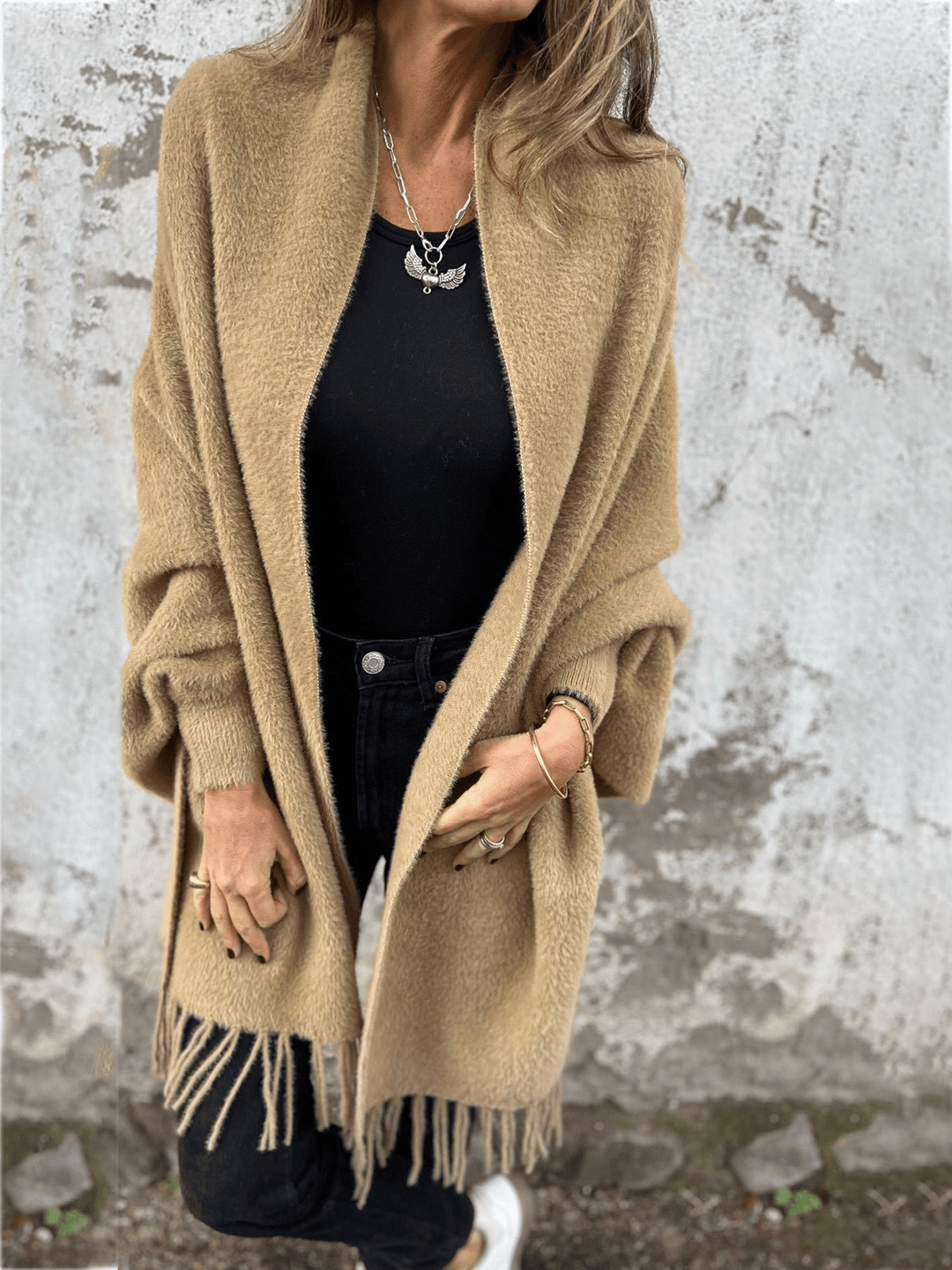 Levoire | Pull enroulé plus long pour femmes Pullover Jumper Gilet Braun