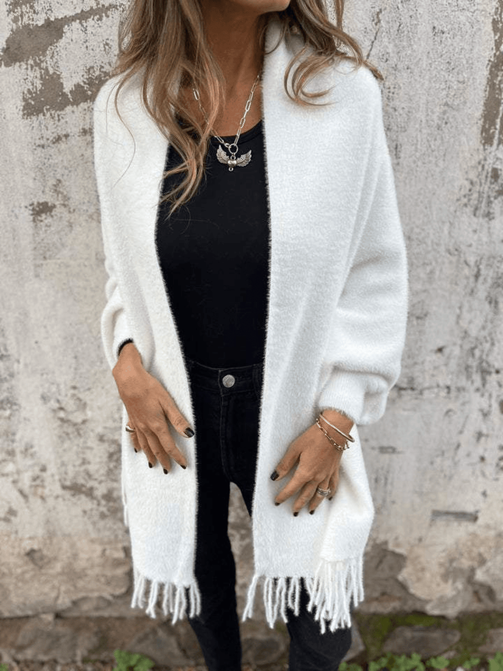 Levoire | Pull enroulé plus long pour femmes Pullover Jumper Gilet Blanc