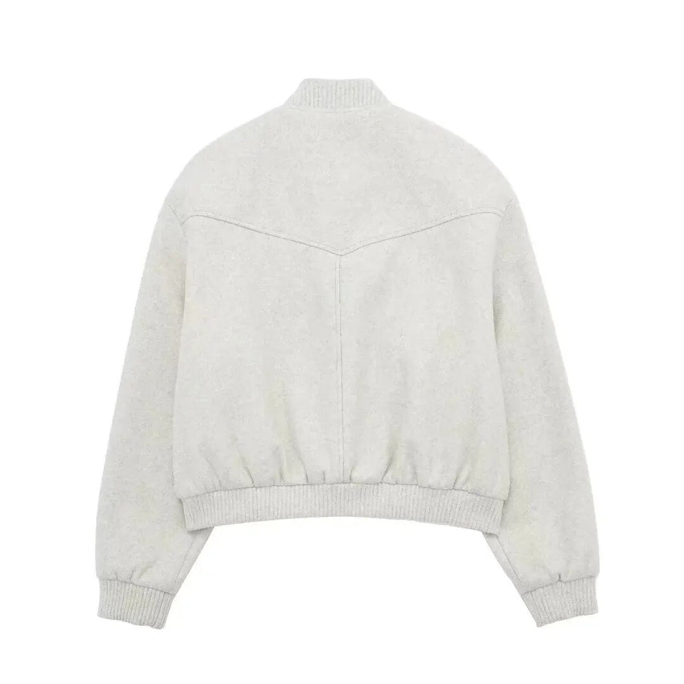 Levoire | Veste bomber à manches longues raccourcie avec boutons