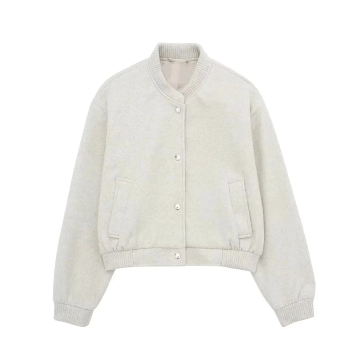 Levoire | Veste bomber à manches longues raccourcie avec boutons Beige