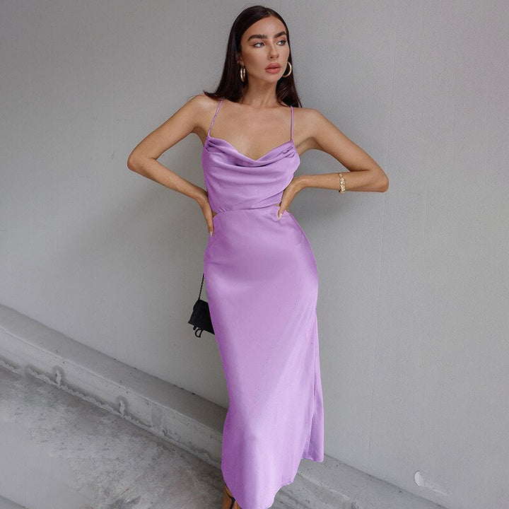 Levoire | Élégant Robe Midi Col Cowl Lavande