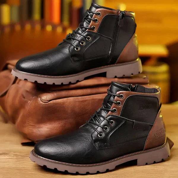 Levoire | Bottes En Cuir Durables Avec Lacets Musta