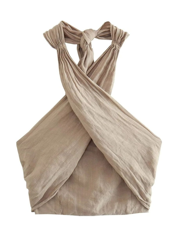 Levoire | Haut Sans Bretelles En Lin Setistä Khaki Chemise