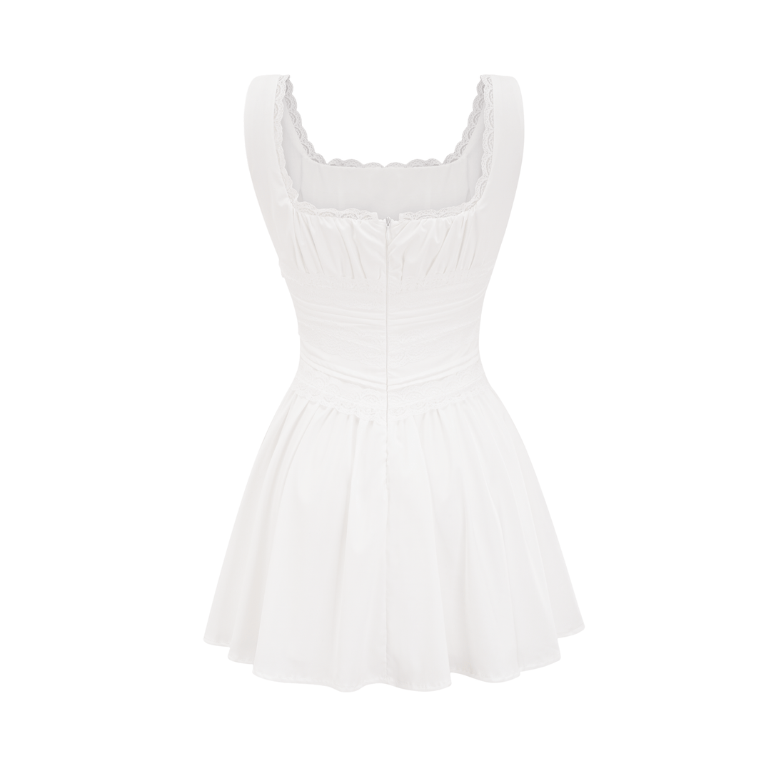 Levoire | Robe À Bretelles En Dentelle Plissée Blanche