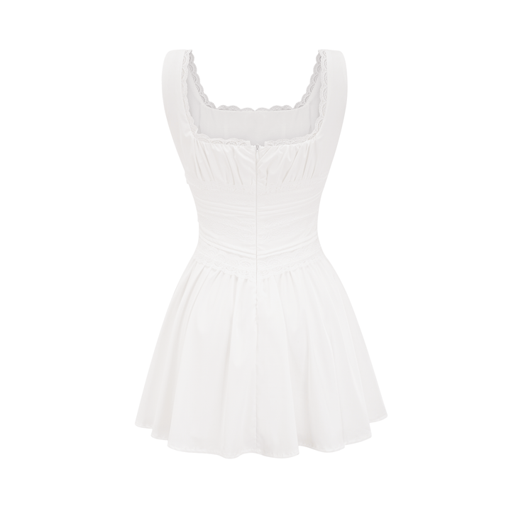 Levoire | Robe À Bretelles En Dentelle Plissée Blanche
