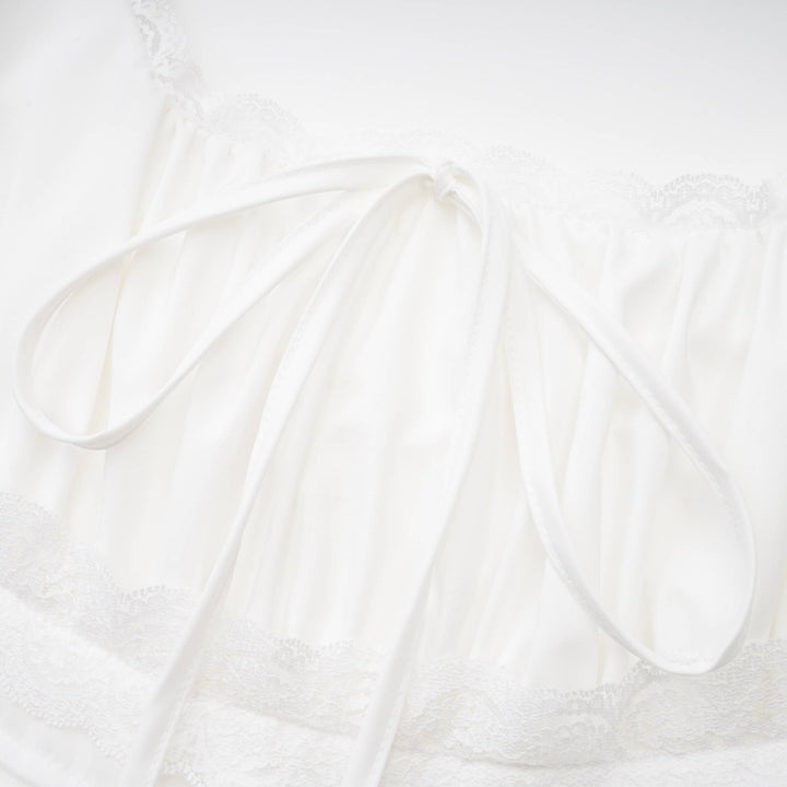 Levoire | Robe À Bretelles En Dentelle Plissée Blanche
