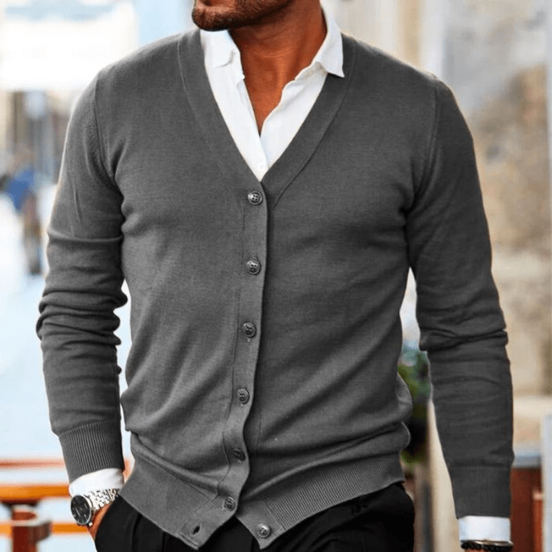 Levoire | Veste en tricot décontractée pour hommes, gilet confortable et design classique Gris