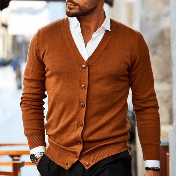 Levoire | Veste en tricot décontractée pour hommes, gilet confortable et design classique Brun foncé
