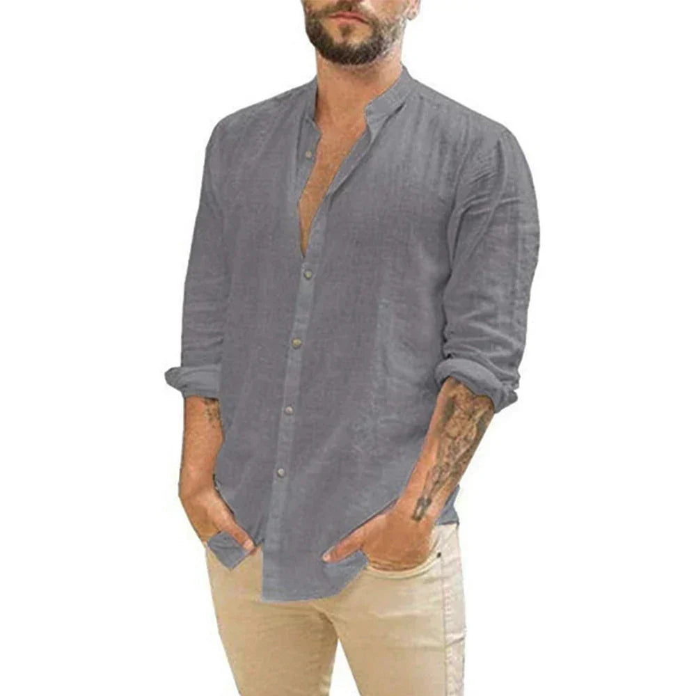 Levoire | Chemise En Lin Élégante Pour Hommes Légère, Respirante & Idéale Pour Les Jours Chauds Gris