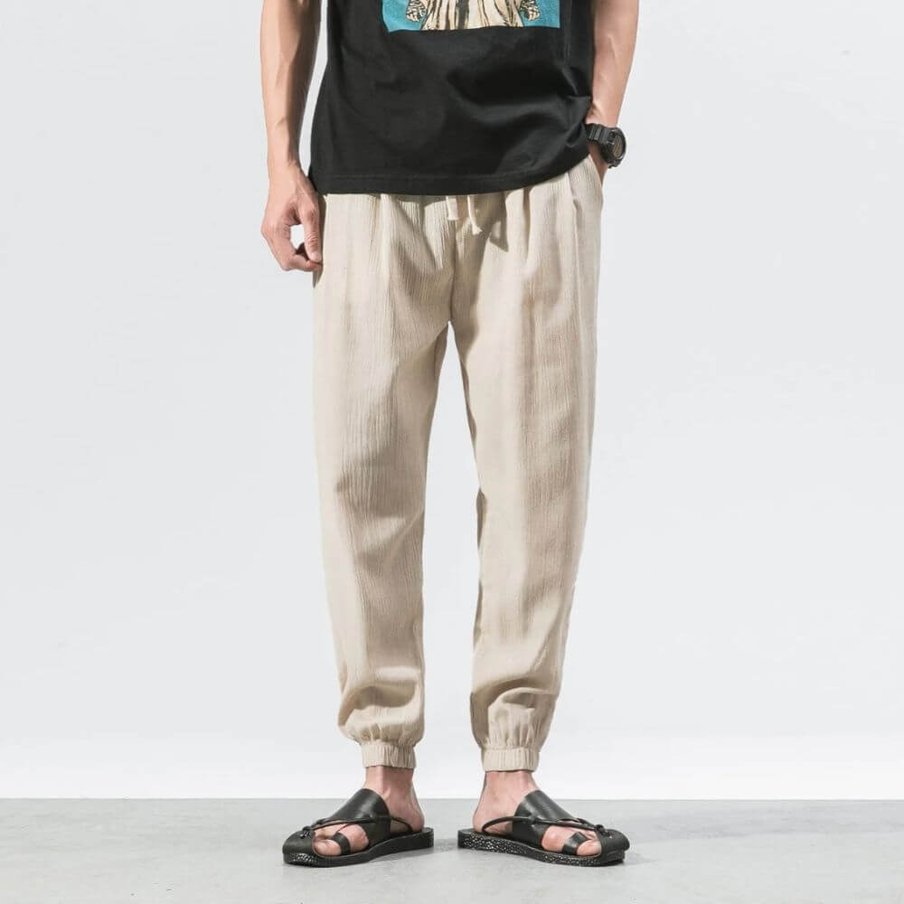 Levoire | Pantalon Pour Homme Léger En Coton Et Lin Doux, Respirant Et Élégant
