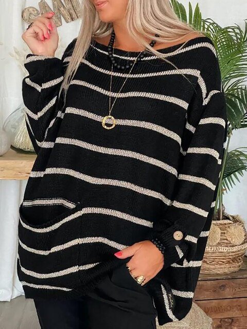 Levoire | Pull Rayé Chic Noir