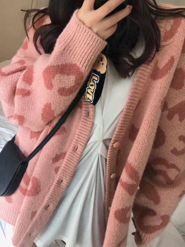 Levoire | Veste En Tricot Décontracté Imprimé Léopard