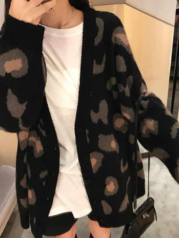 Levoire | Veste En Tricot Décontracté Imprimé Léopard