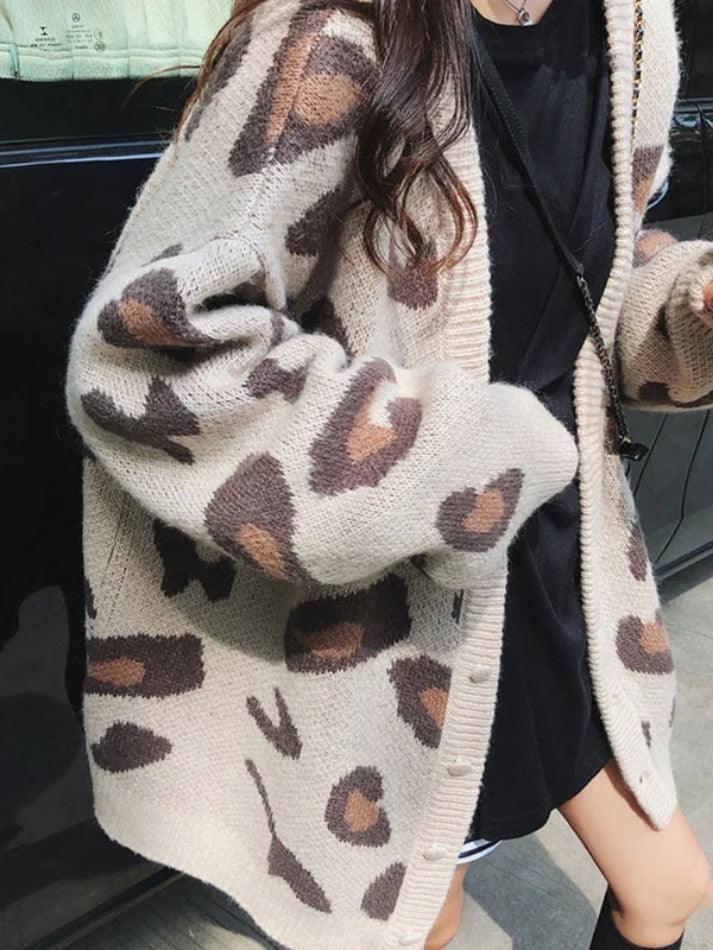 Levoire | Veste En Tricot Décontracté Imprimé Léopard