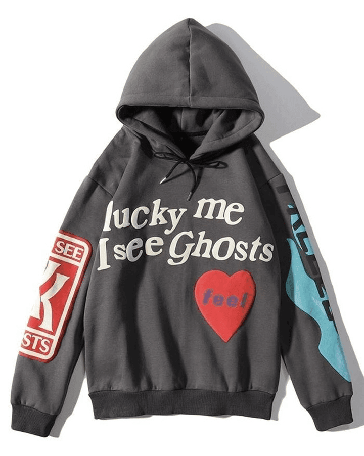 Levoire | Sweat À Capuche À Manches Longues Imprimé Lettres Gris