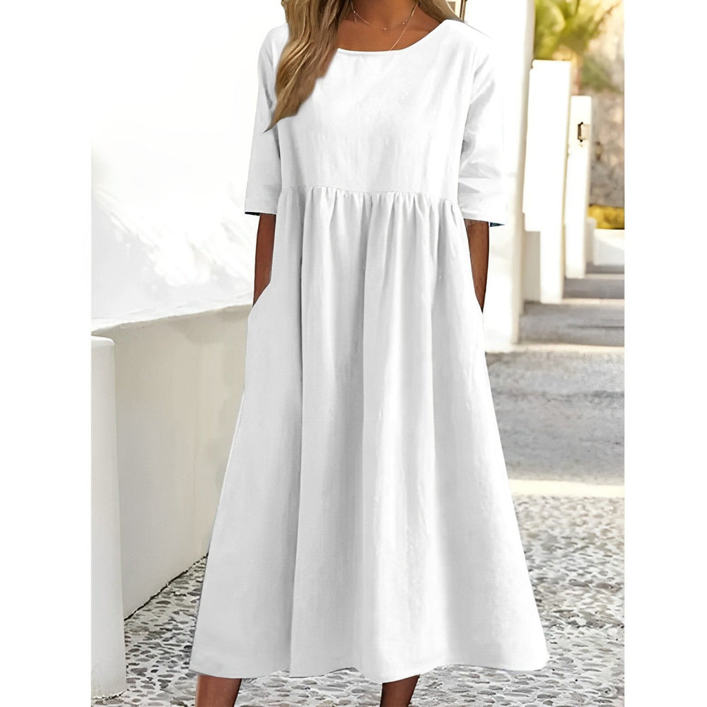Levoire | Robe Midi En Lin De Coton Respirant Blanc