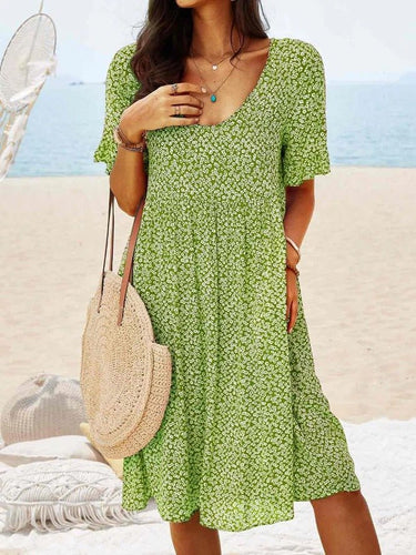 Levoire | Col Rond Saison Décontracté Midi Robe Motif Floral