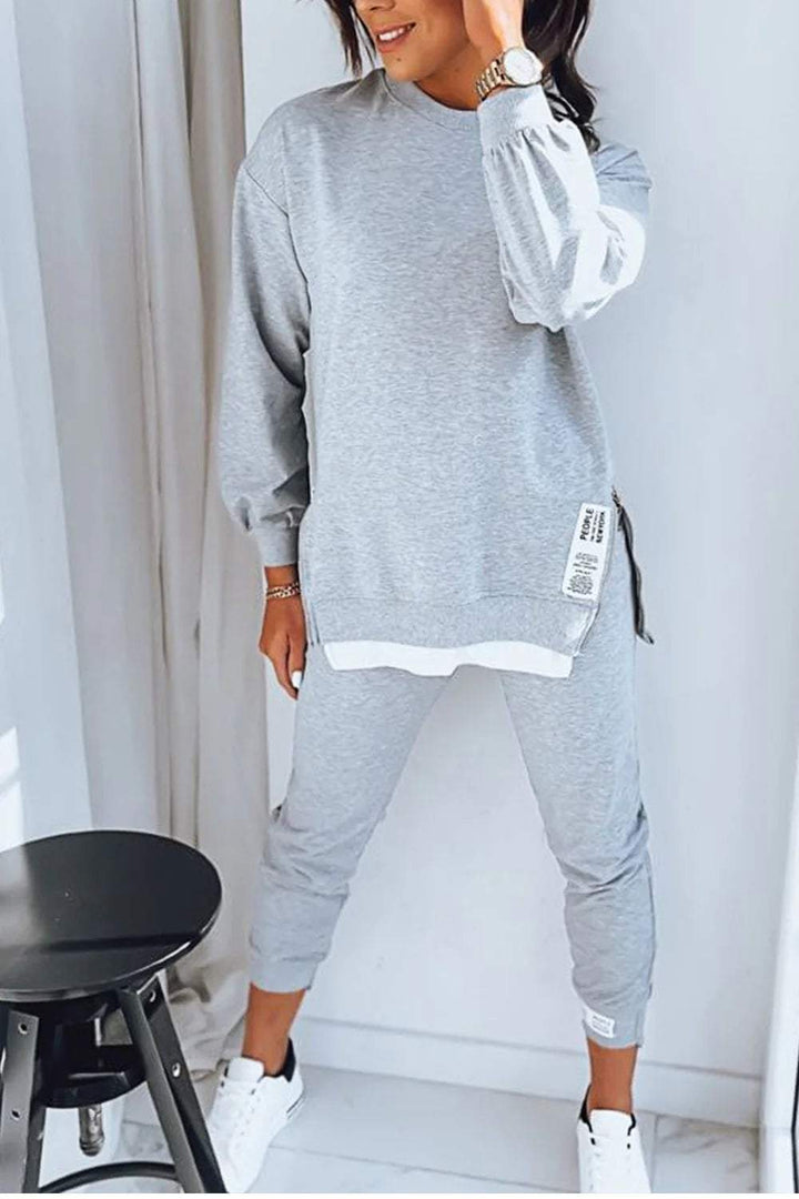 Levoire | Sweatshirt Chic Et Pantalon Pour Femmes Gris