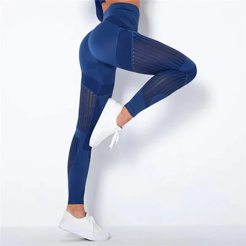 Levoire | Leggings Taille Haute Avec Mesh Pour Femmes Bleu