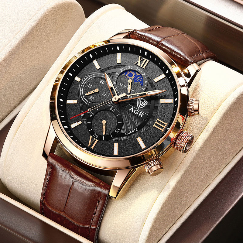 Levoire | De Luxe En Cuir Avec Mouvement À Quartz Or Noir