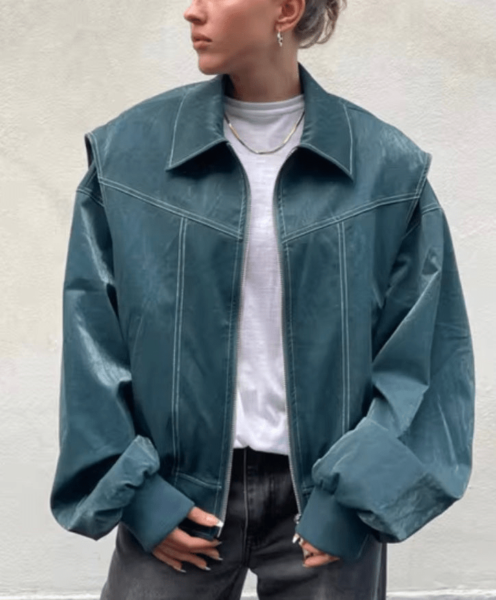 Levoire | Veste Bomber en Cuir Femme Vert