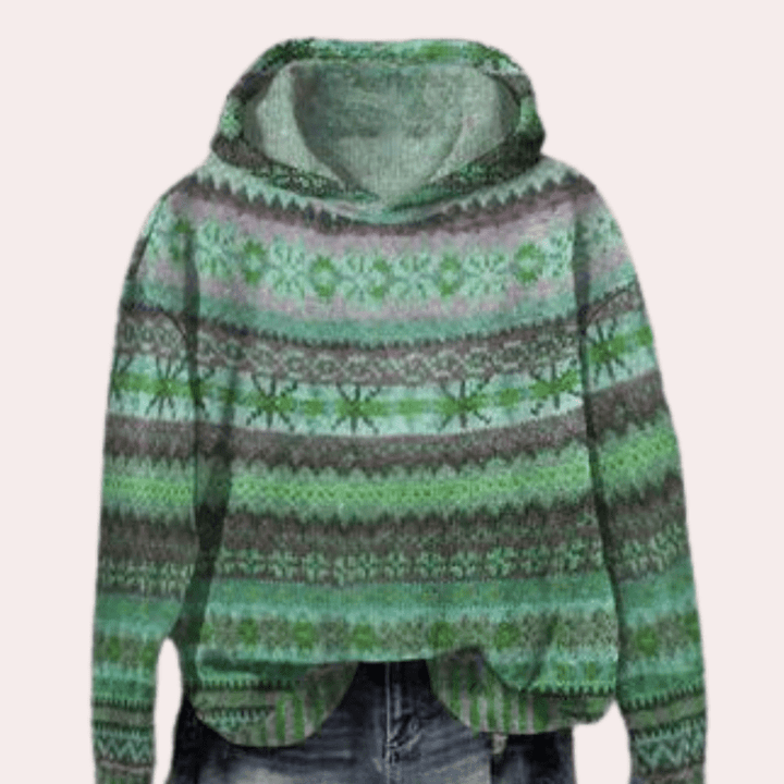 Levoire | Pull Capuche Femme Rétro Style Vintage Confort Vert