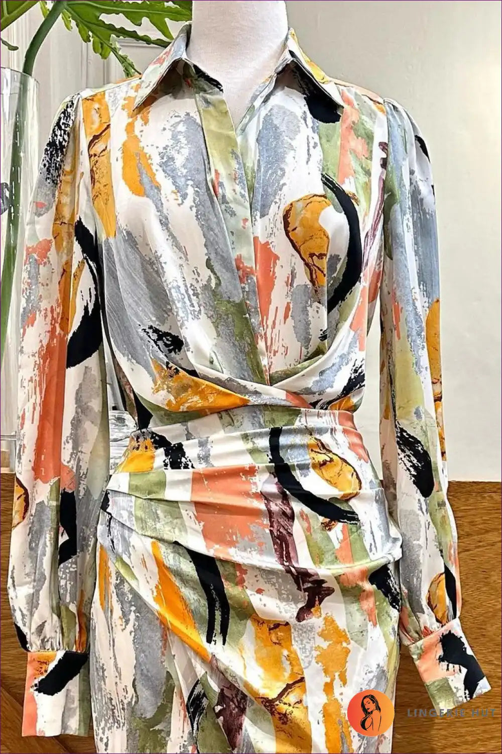 Levoire | Robe portefeuille à imprimé abstrait - Vivante et élégante Gris
