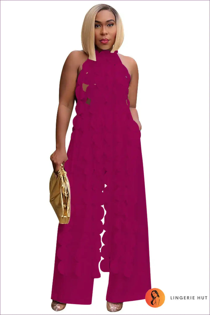 Levoire | Robe salopette dos nu à col halter - Libérez le style d'été Rot