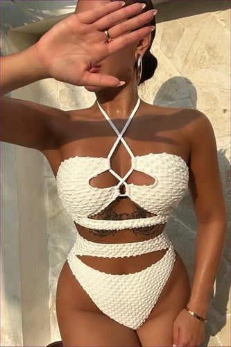 Levoire | Bikini à cordon de serrage beige - Omannen Boho-viboja