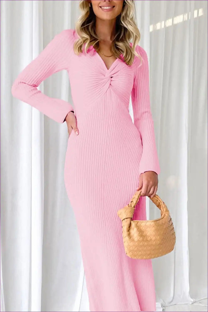 Levoire | Robe Maxi Liée Plissée Rose Clair - Confort Élégant Rosa