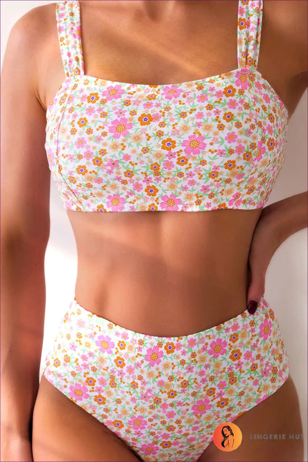 Levoire | Boho Blossom Bikini taille haute - Créez une ambiance estivale Rosa