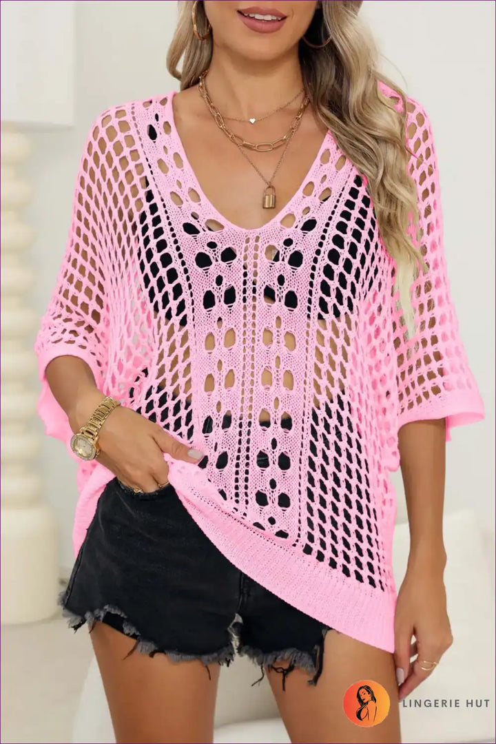 Levoire | Haut de robe en dentelle boho – Style d'été sans effort Une taille Rosa