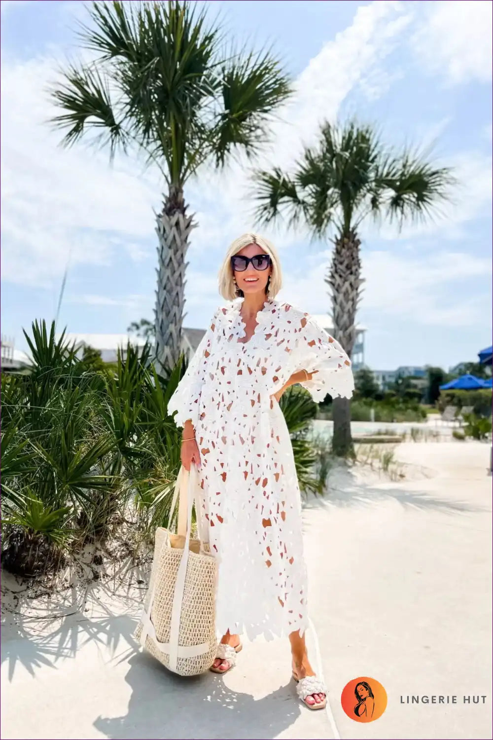 Levoire | Robe longue à bretelles en crochet boho - élégance sans effort Une taille Blanc