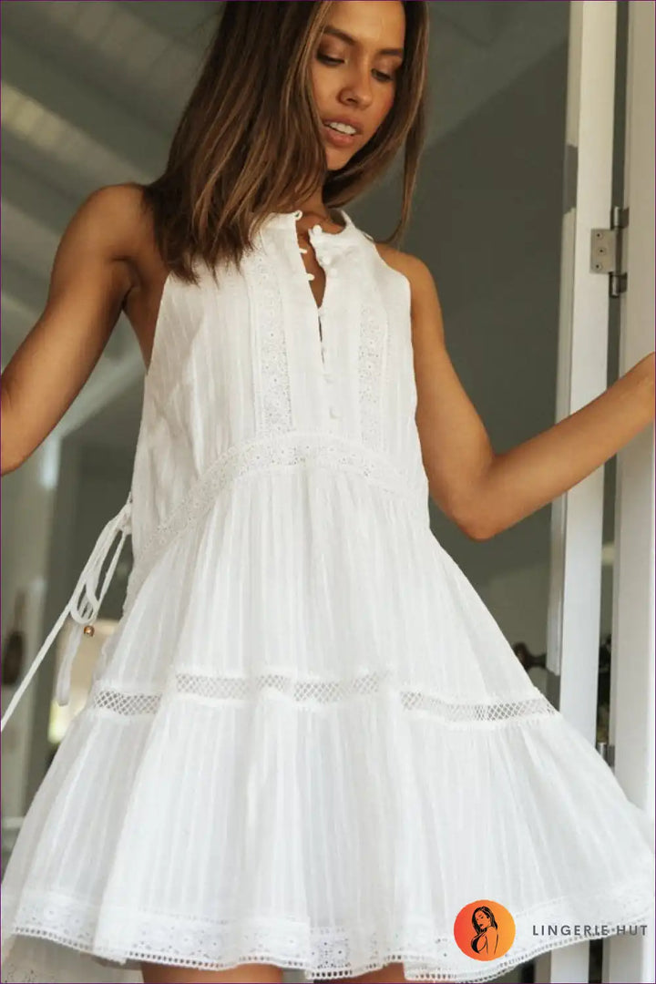 Levoire | Robe en coton gratuite - Élégance sans effort Blanc