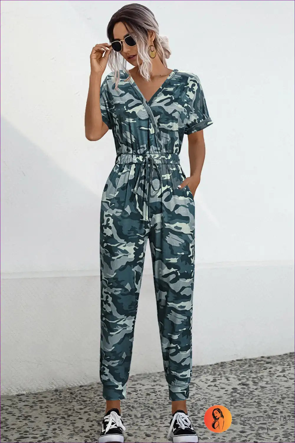Levoire | Camo V décolleté Robe de Liage - Facilité d'Été Gris