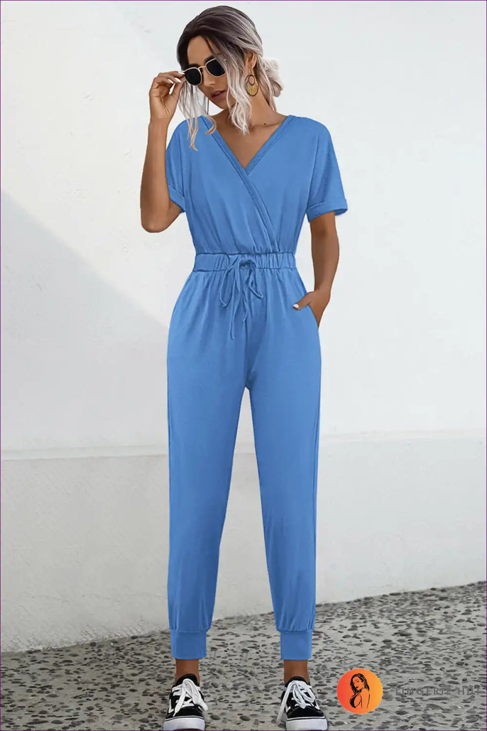 Levoire | Camo V décolleté Robe de Liage - Facilité d'Été Bleu